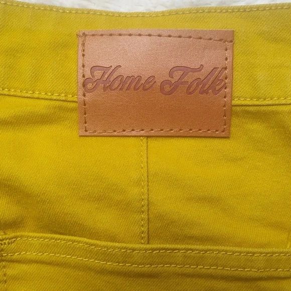 Home Folk Mustard Yellow Wide Flare Women's Pants Size 12 NWT Bell bottom - Picture 15 of 16